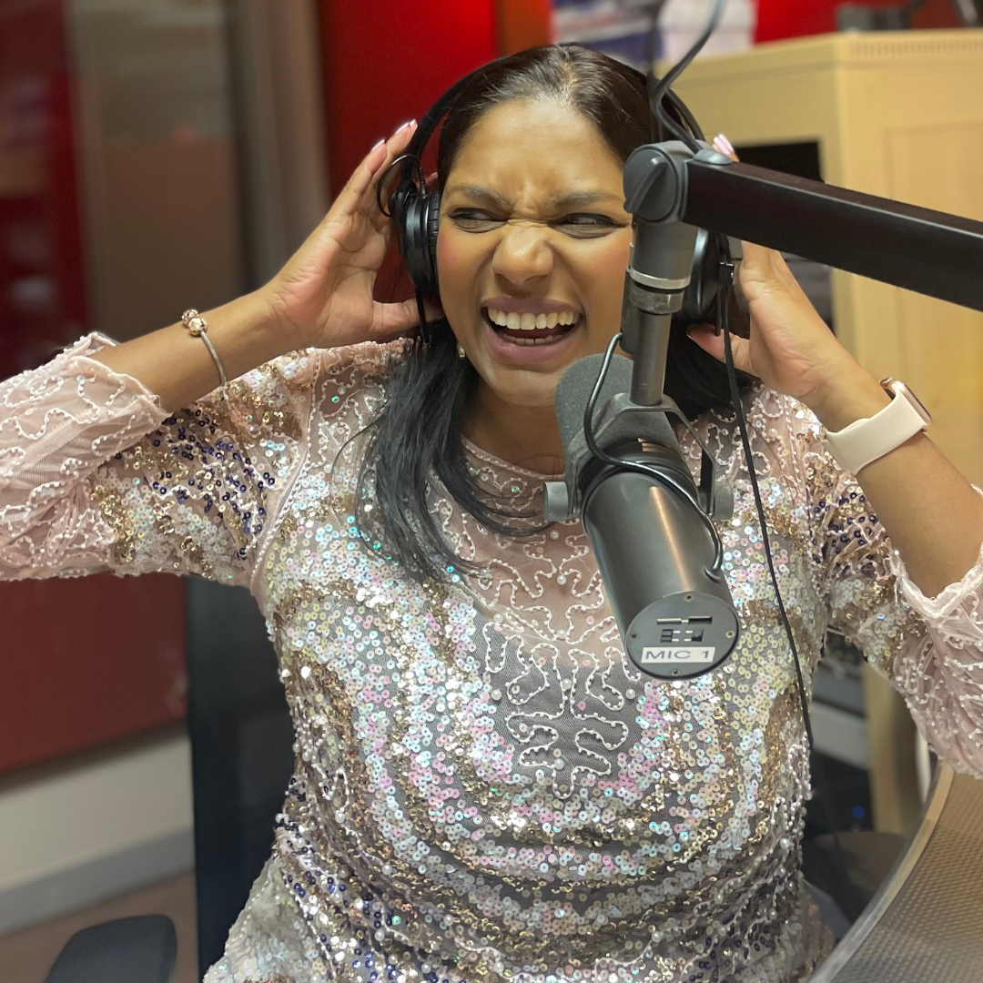 Elaine Jacob in a radio studio